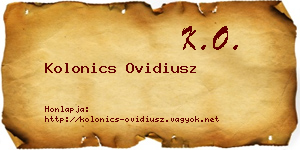 Kolonics Ovidiusz névjegykártya